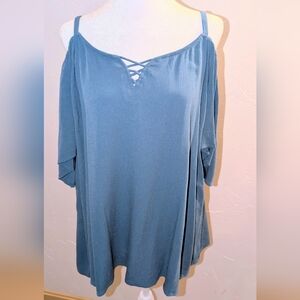 Torrid Cold Shoulder Crisscross Neck Blouse